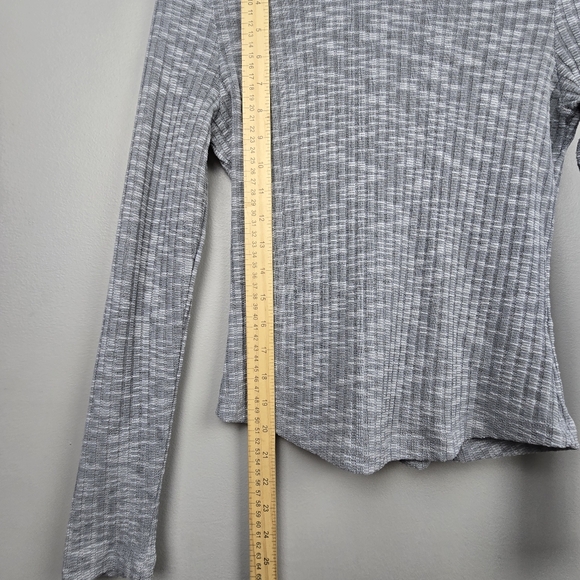 Free People Aura Layering Top Semi Sheer Long Sleeve Rib knit Gray Women Size XS - Picture 8 of 9